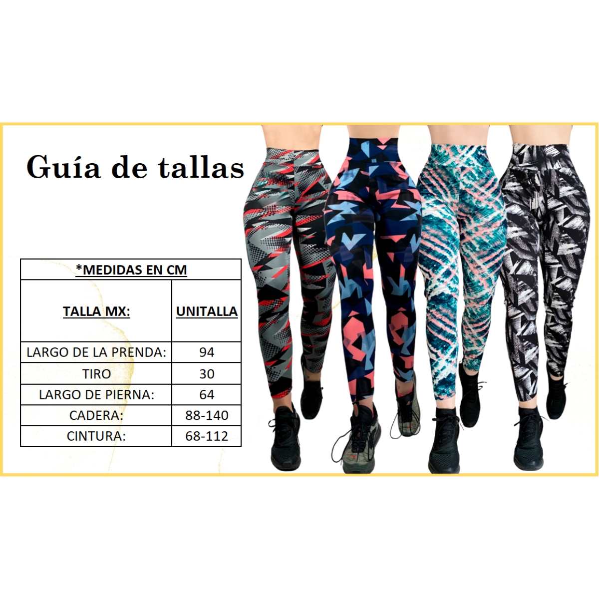 Pack De 2 Mallas Lycra Leggins Gym Casual Mayon Talle alto Mujer Diseños D3