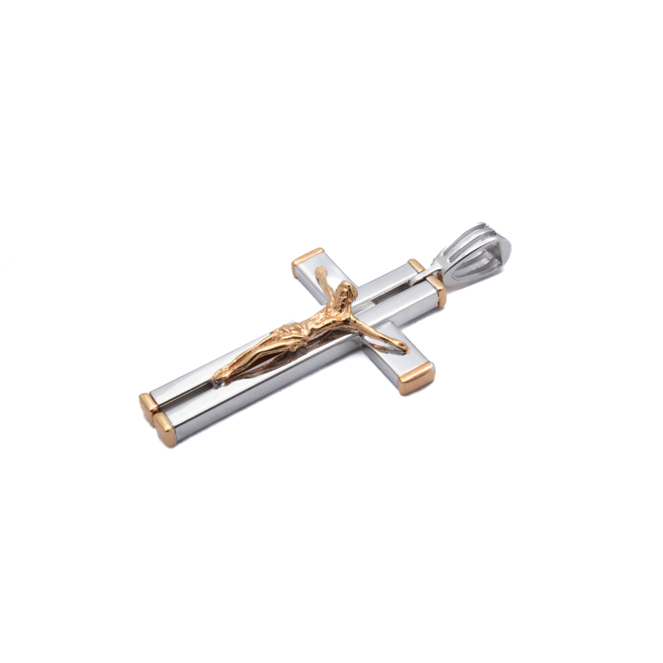 Cruz con Cristo 2 Oros Oro 14 Kilates.