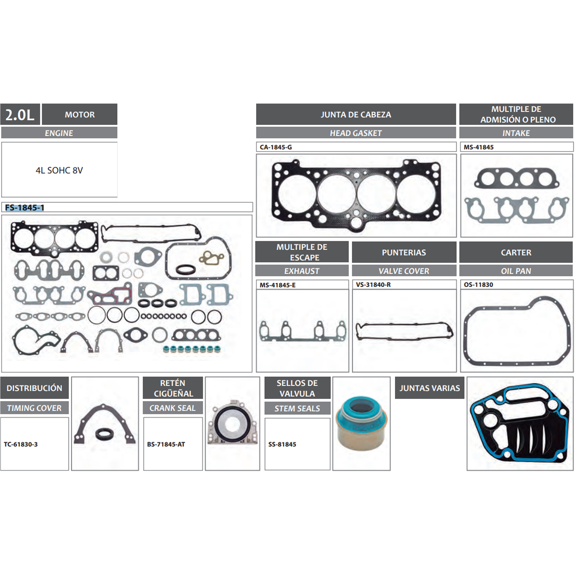 Juego De Juntas Empaques DC FS-1845-1 