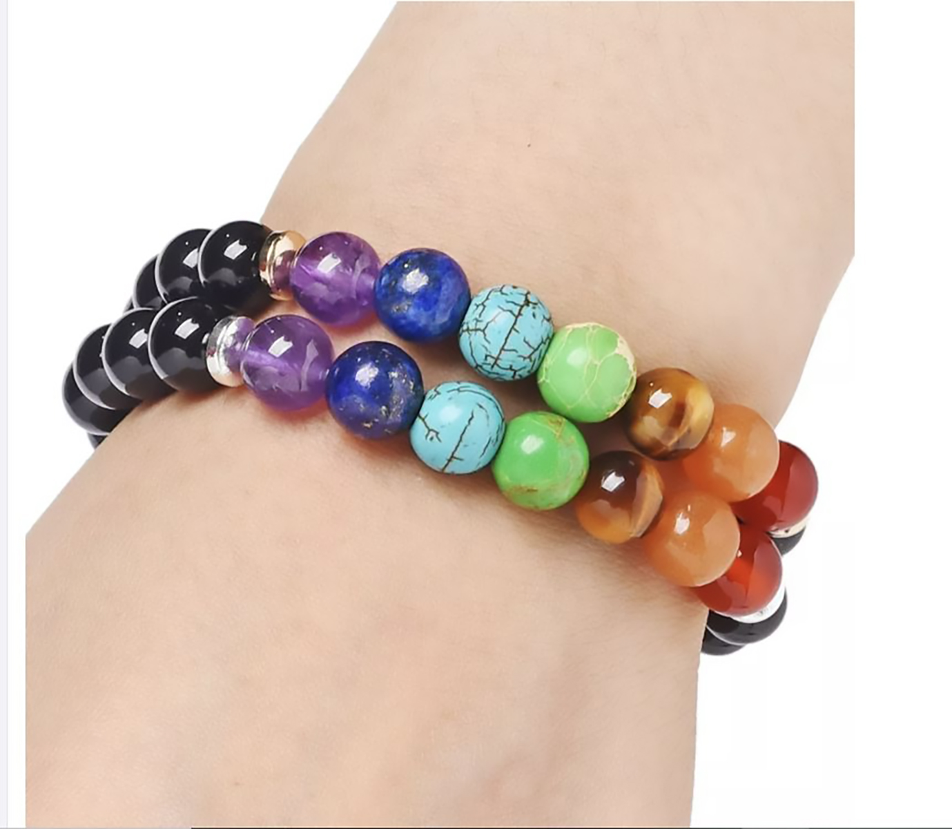 Pulseras para Hombre de Piedras Naturales, Pulseras de Piedras de Ojo de Tigre, Chakras, Lava Volcánica, Howlita o Ónix. Pulseras para Parejas - Ajustables