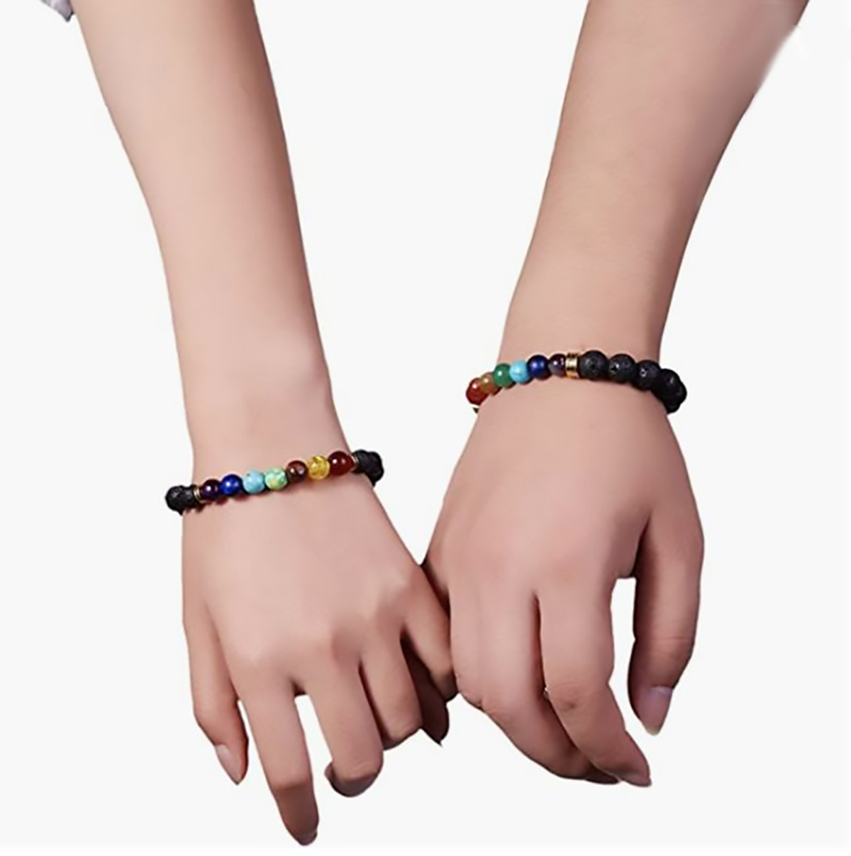 Pulseras para Hombre de Piedras Naturales, Pulseras de Piedras de Ojo de Tigre, Chakras, Lava Volcánica, Howlita o Ónix. Pulseras para Parejas - Ajustables