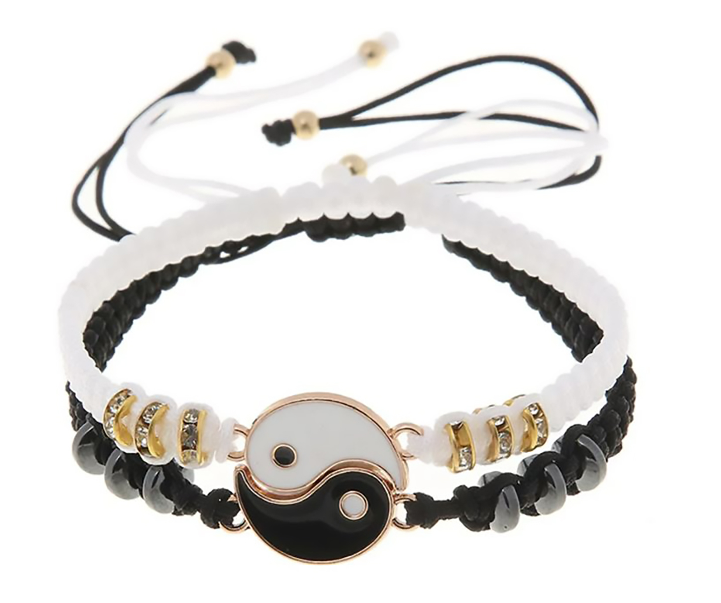 Juego de Collar y Pulsera Yin Yang, Pulseras de Cordón Ajustables, Colgantes de Yin Yang para Pareas. Excelente regalo Navidad, Novios, Dia de la Madre, San Valentin, Aniversario