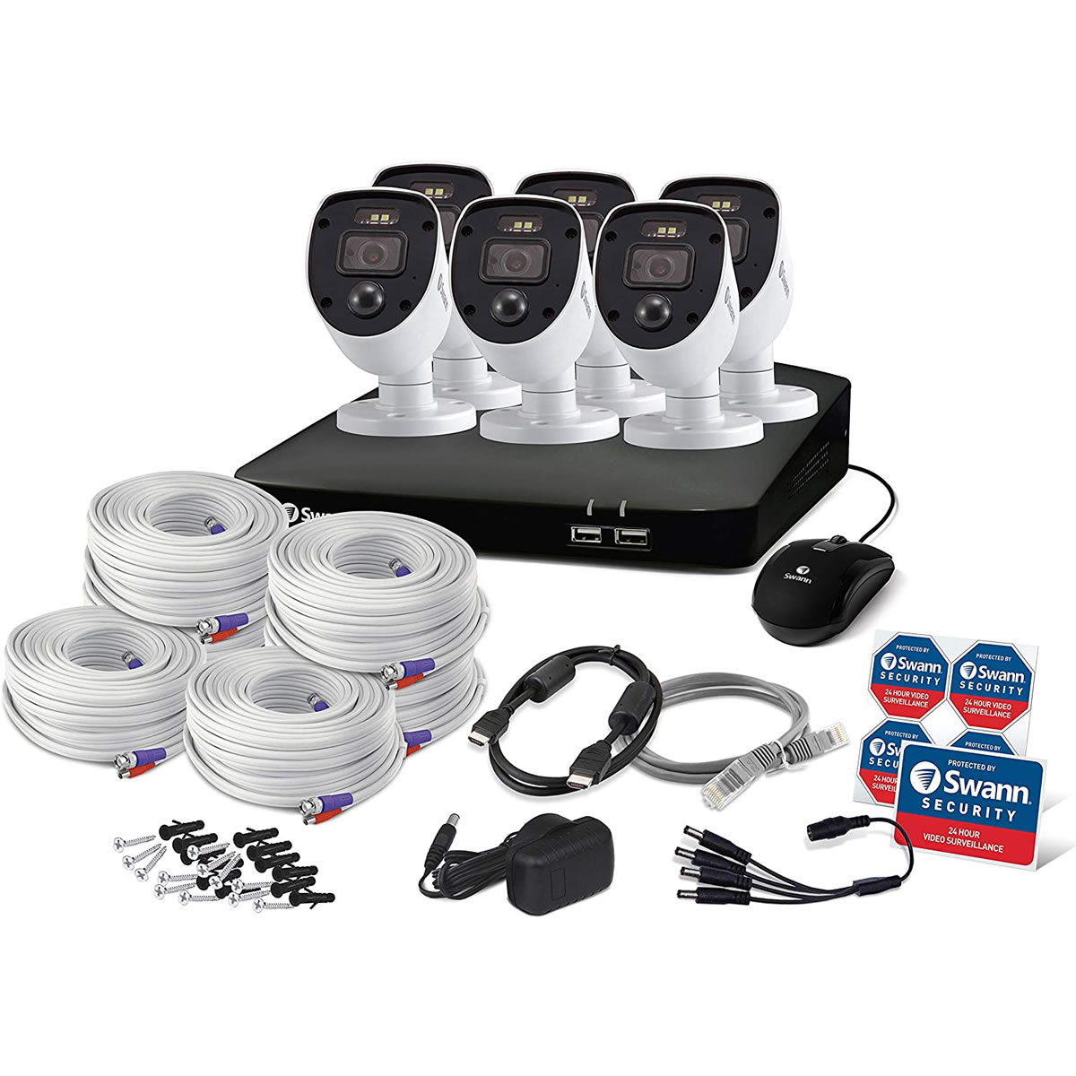 Sistema de Seguridad 8 Canales 6 Cámaras Swann 846806SL SMS
