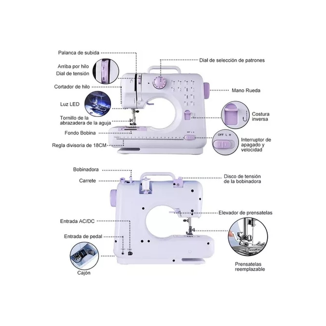 Máquina Coser Eléctrica Portátil El Hogar 115 Piezas Set Marca Yabely