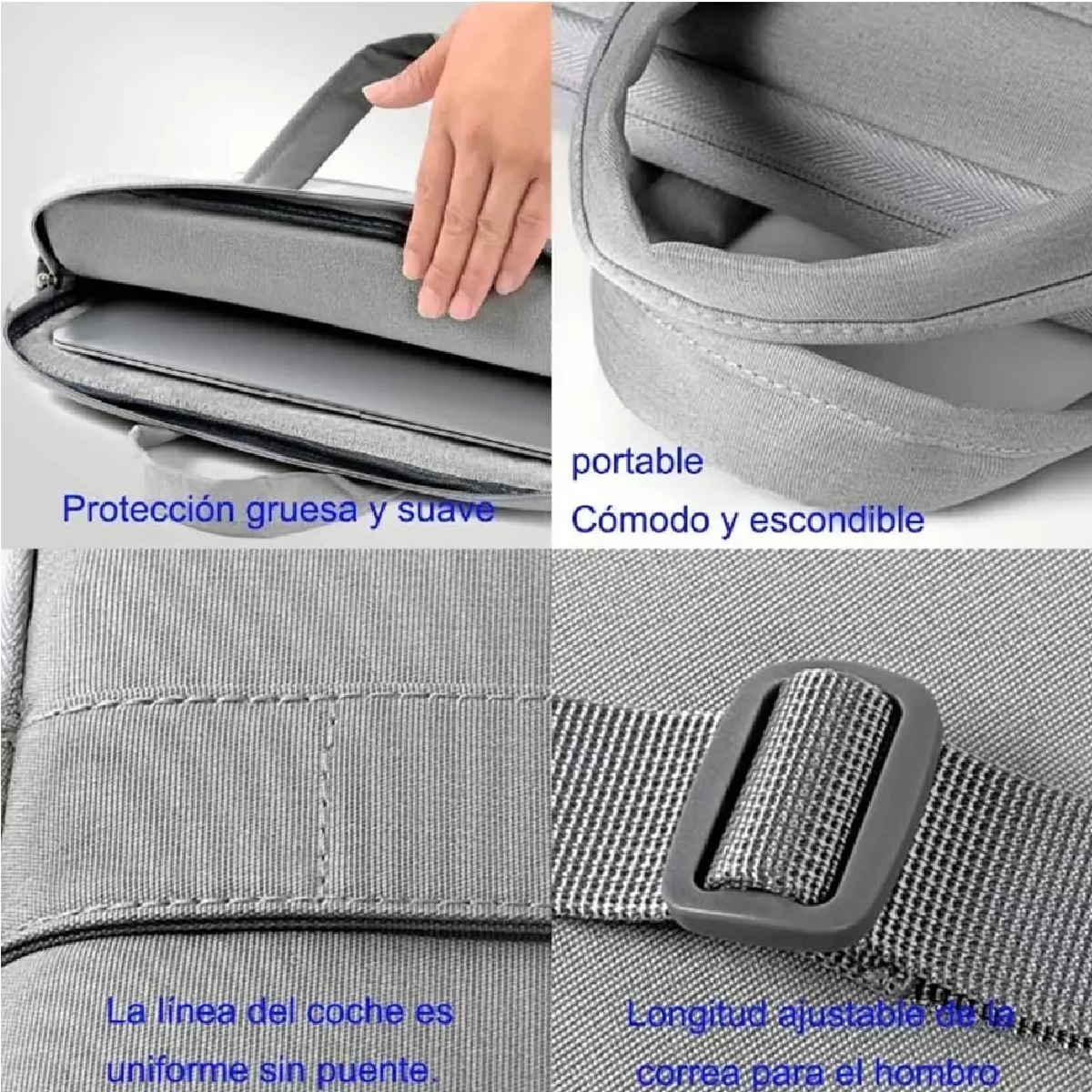 Bolsa Para Laptop 15.6 Pulgada Maletín Impermeable Portatil Gris
