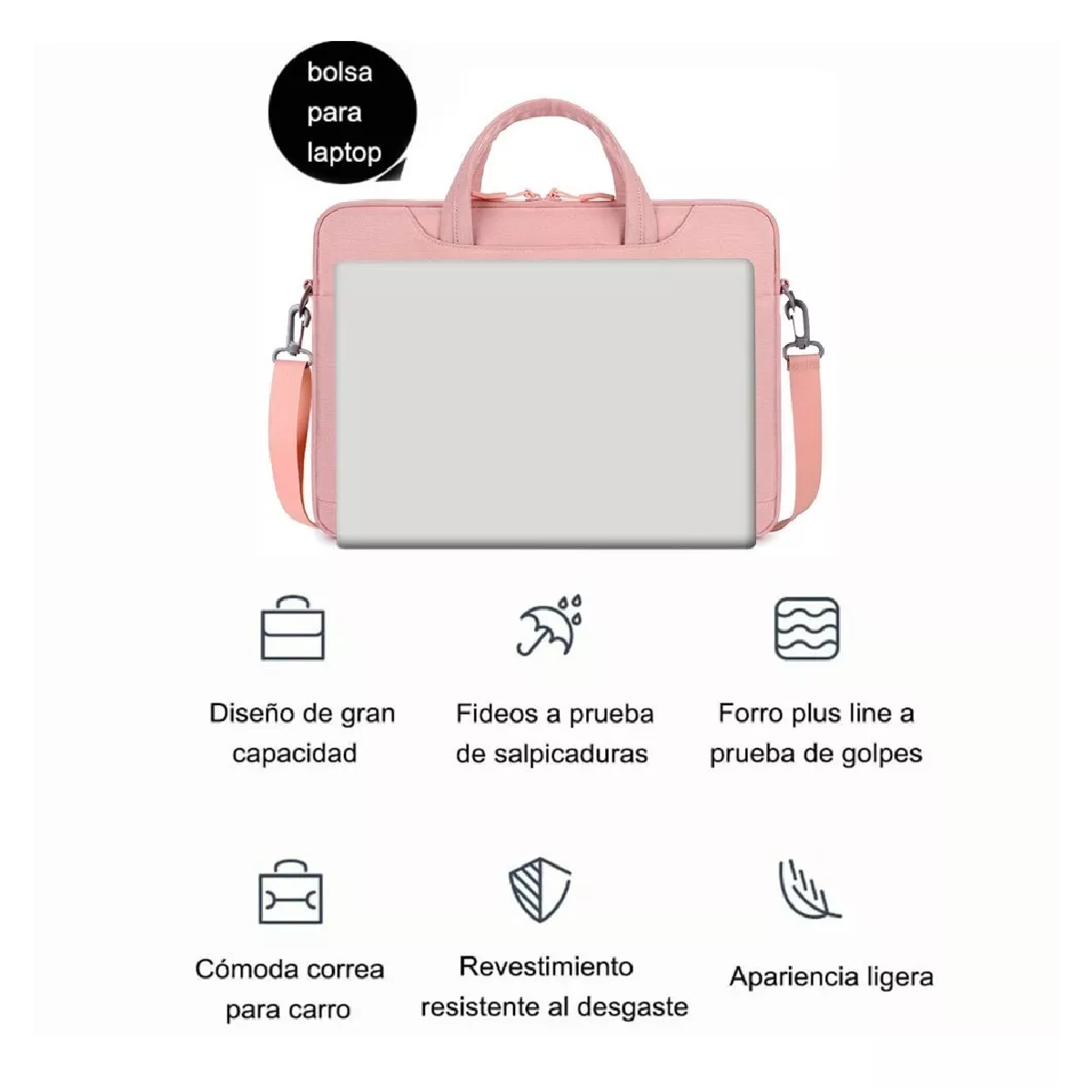 Bolsa Para Laptop 15.6 Pulgada Maletín Impermeable Portatil Rosa