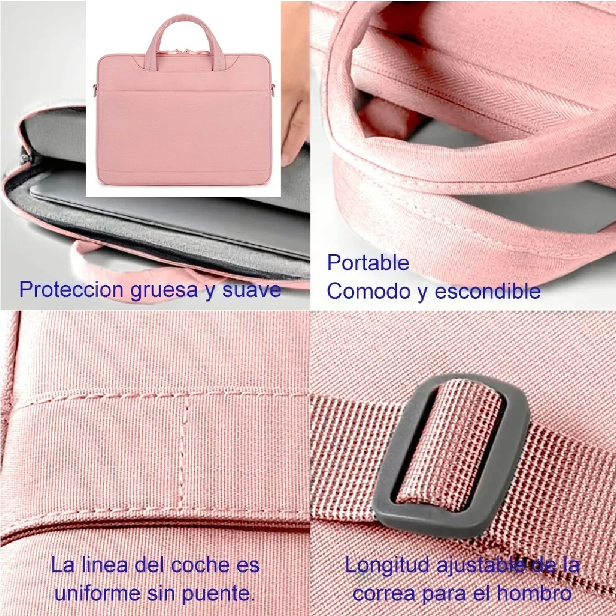 Bolsa Para Laptop 15.6 Pulgada Maletín Impermeable Portatil Rosa