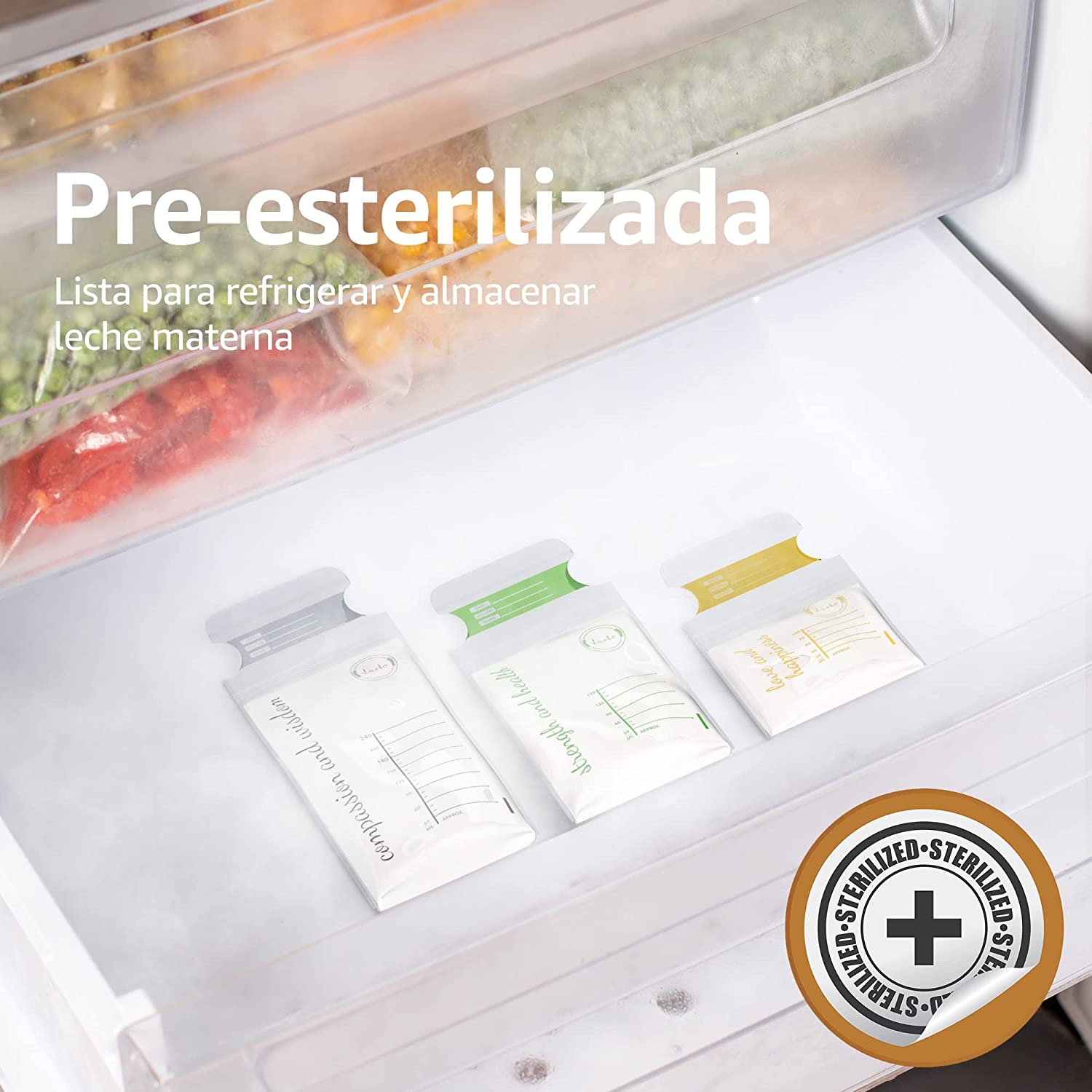 Lurko Bolsas de Almacenamiento de Leche Materna Desechables Bolsas de Leche Materna en 3 Tamaños Breast Milk Bag 100, 150 y 240 ml Bolsas para Almacenar Leche Materna Breastmilk Esterilizadas Bolsas Recolectoras de Leche Materna Listas para Usarse (100)