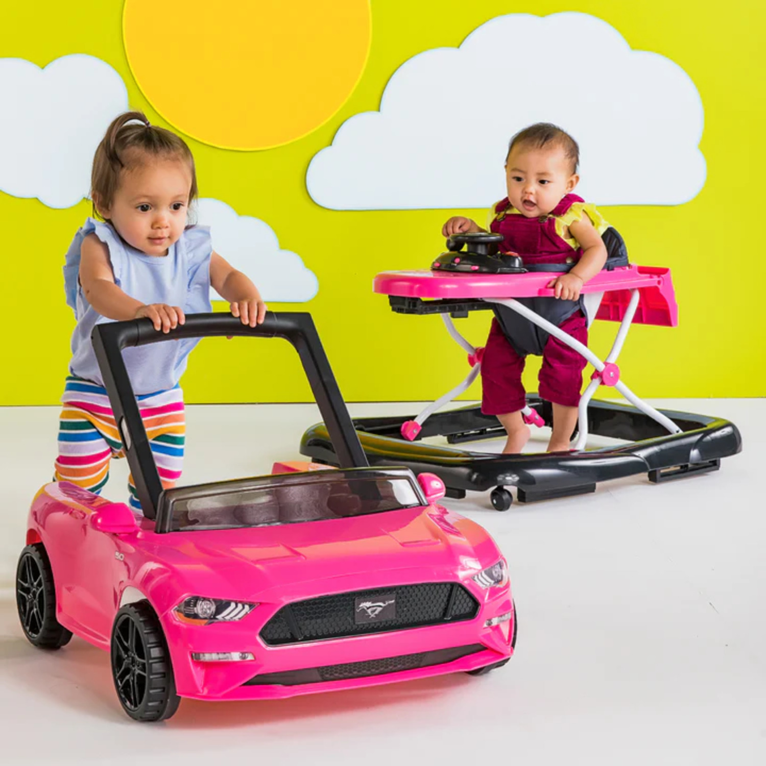 Andadera Andador Bright Starts Ford Mustang 4 En 1 Rosa