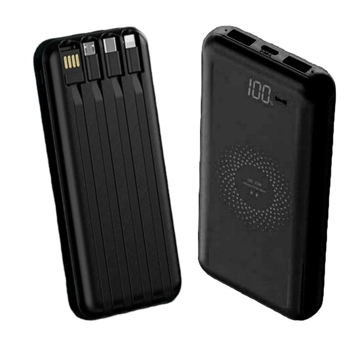 Cargador Portátil Qi Elegante MXQBU-001-15 30000Mah Negro Salida Qi Inalámbrica, 1xUSB 2,0 Entrada USB Tipo C Cable USB no Incluido, Qi BankPlus