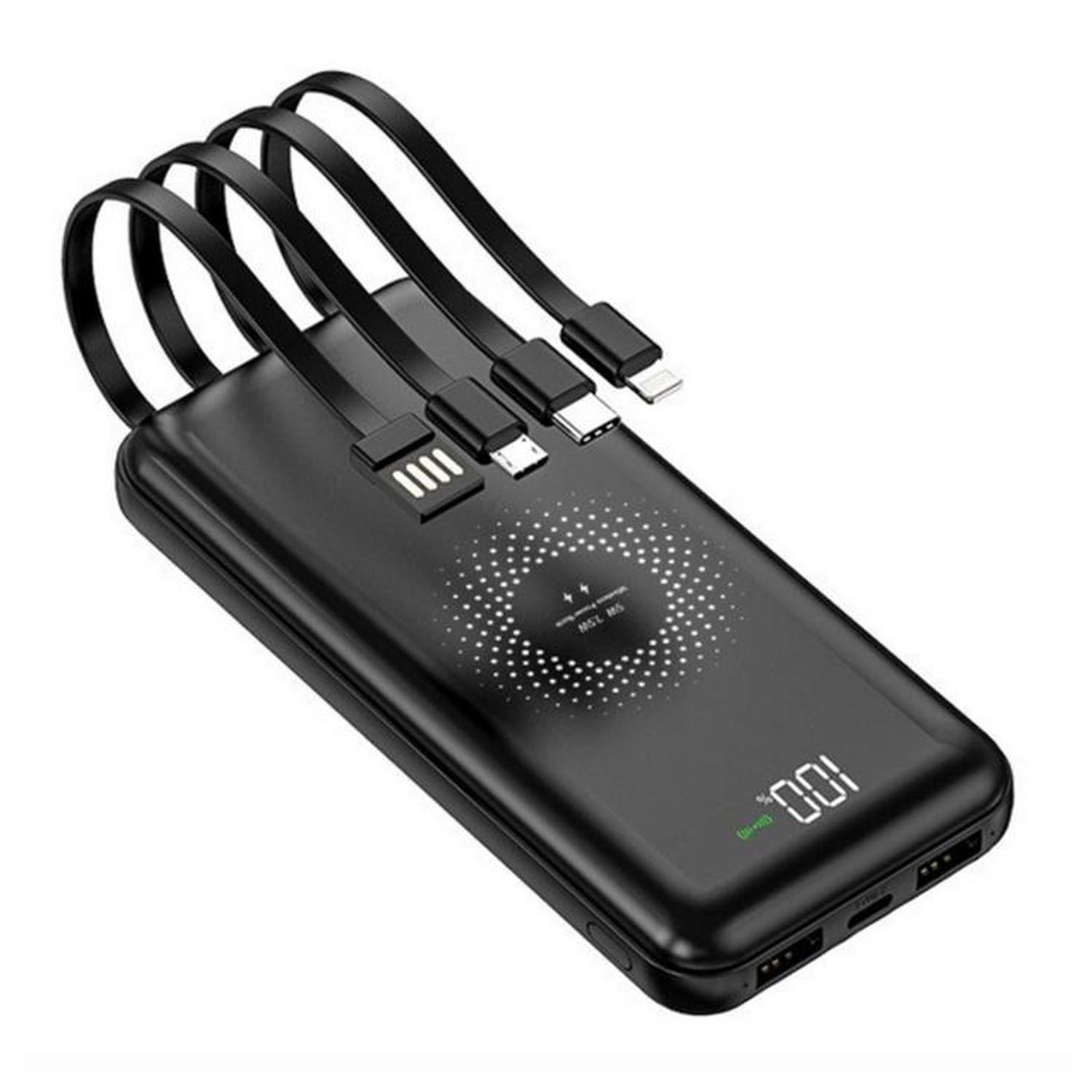 Cargador Portátil Qi Elegante MXQBU-001-15 30000Mah Negro Salida Qi Inalámbrica, 1xUSB 2,0 Entrada USB Tipo C Cable USB no Incluido, Qi BankPlus