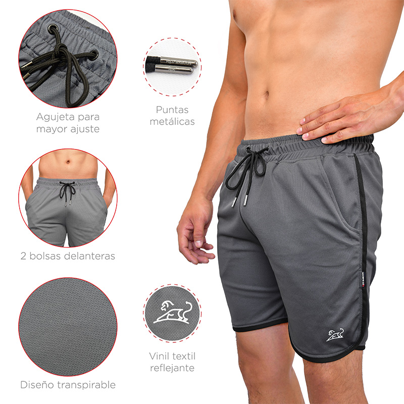 Short Deportivo Hombre Red Baboon Fit Gray Short Deportivo Ajustable M