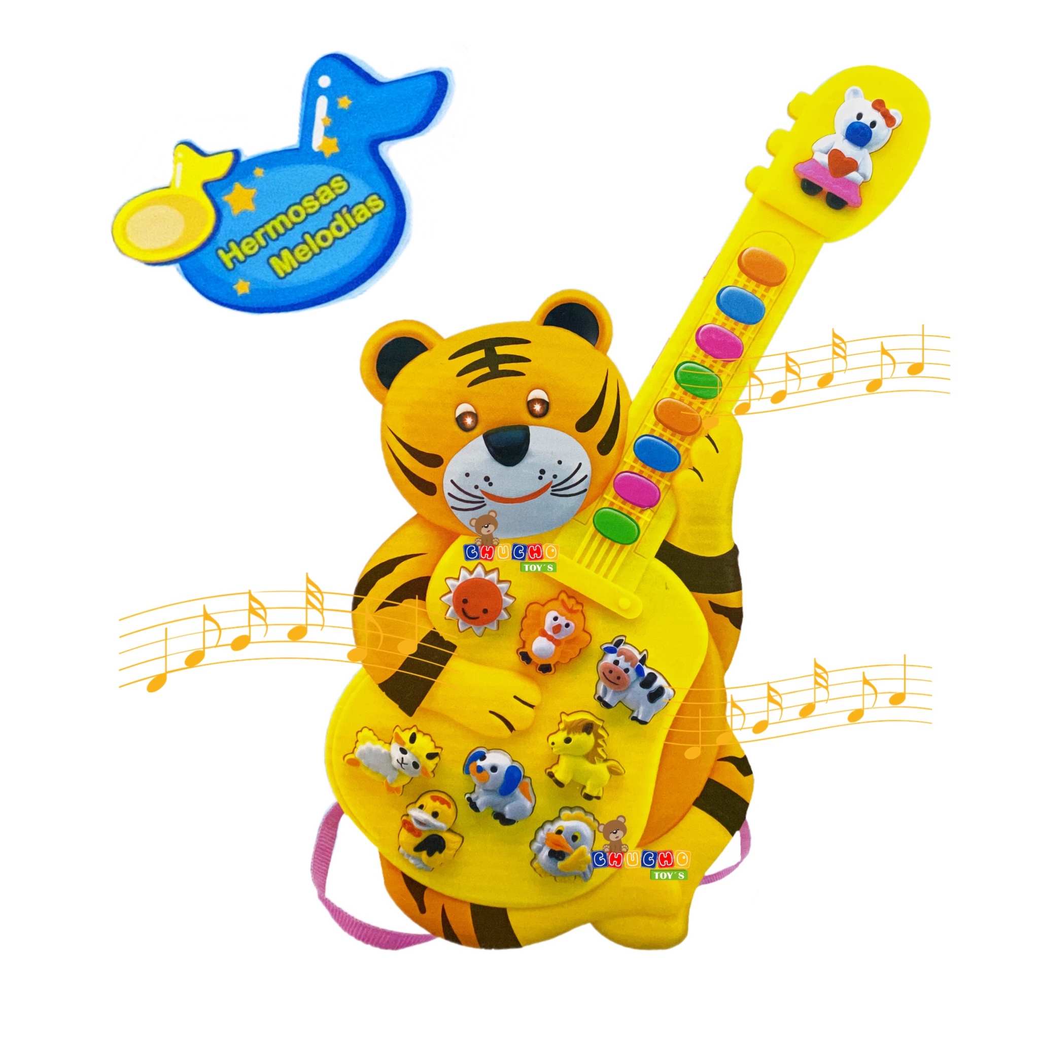 Guitarra Tigre Didáctica Musical Con Luces Juguete Bebe