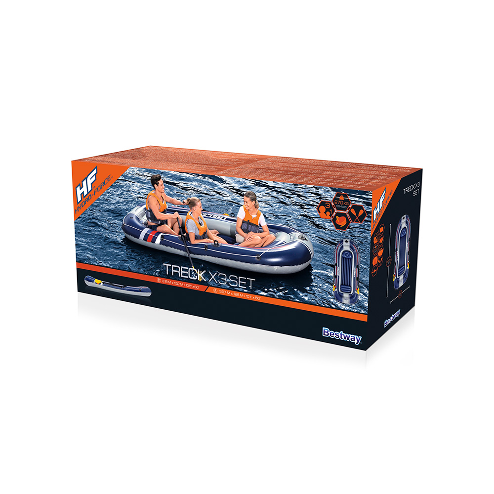 Bote Inflable Lancha Balsa Raft X3 Para 3 Personas Con Remos