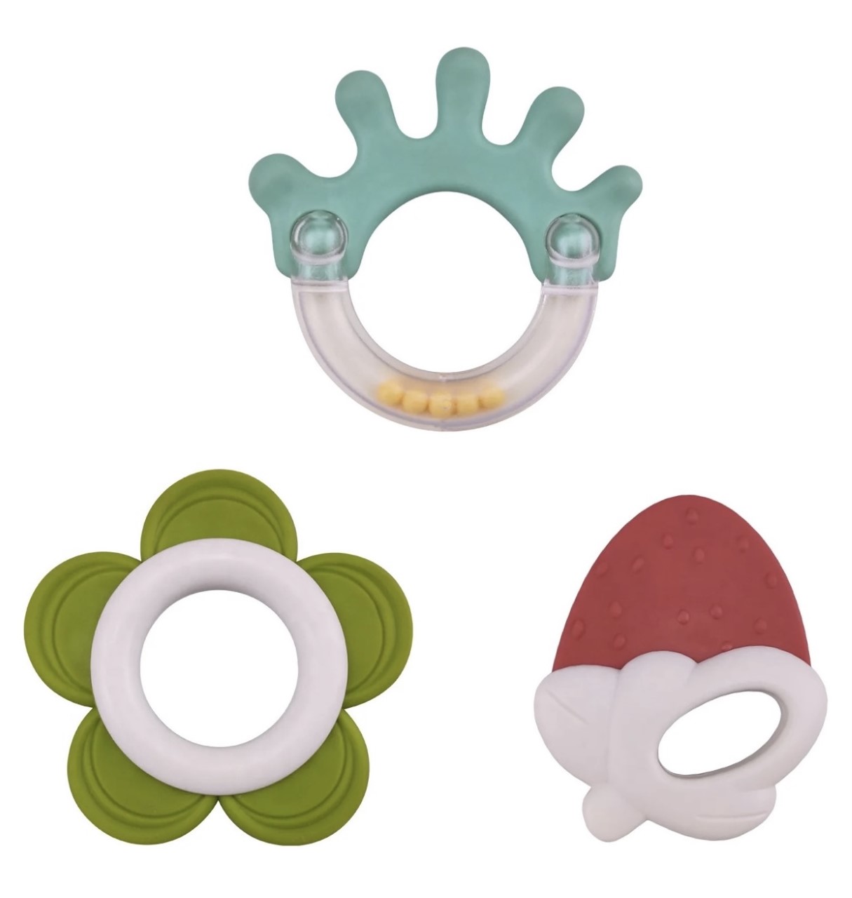 3 Mordederas De Juguete Para La Dentición Del Bebe Silicon