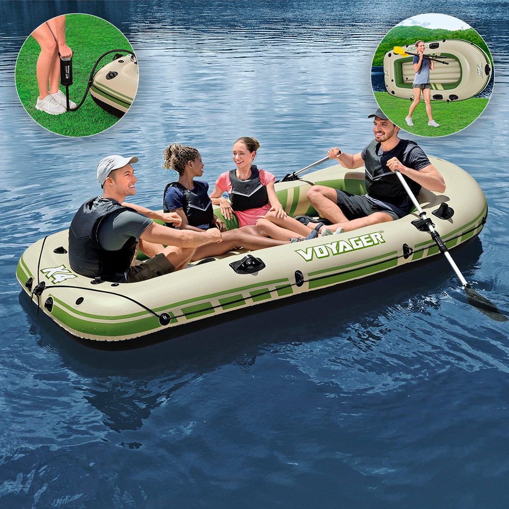 Bote Inflable Lancha Balsa Voyager X4 Con Remos 4 Personas