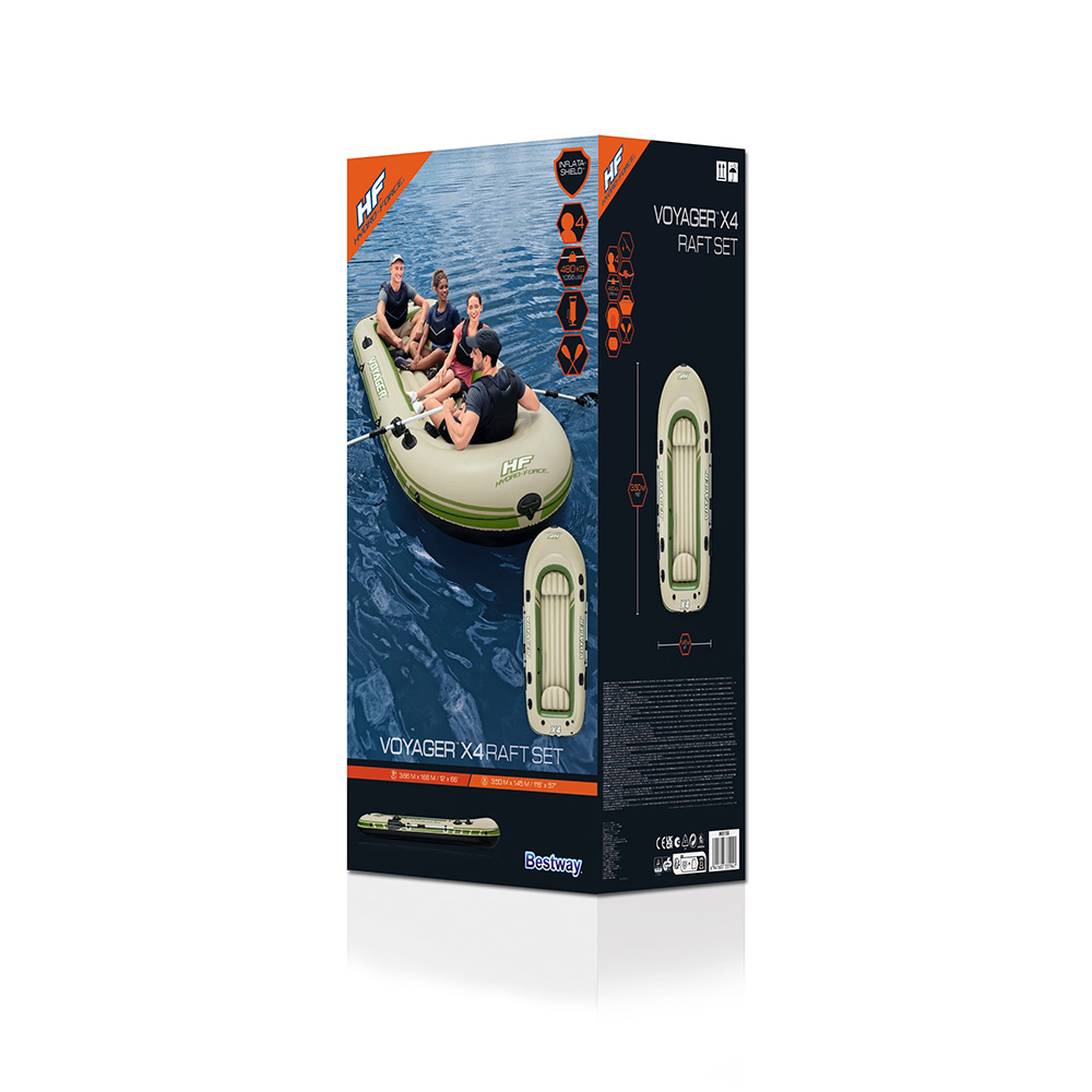 Bote Inflable Lancha Balsa Voyager X4 Con Remos 4 Personas