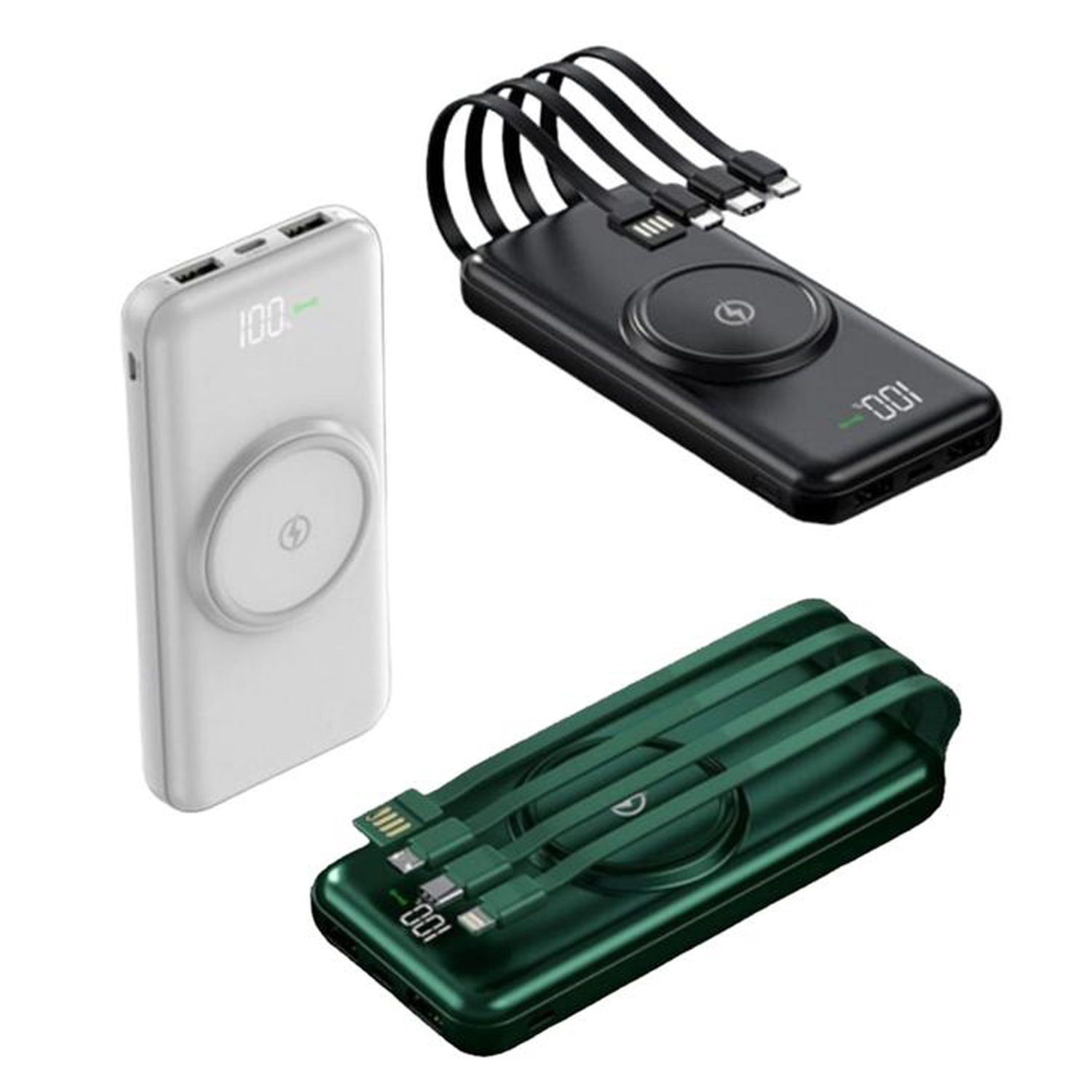 Cargador Portátil Qi Elegante MXQMB-003-10 30000Mah Blanco Salida Qi Inalámbrica, 1xUSB 2,1 Entrada USB Tipo C Cable USB No incluido, Qi MultiBank