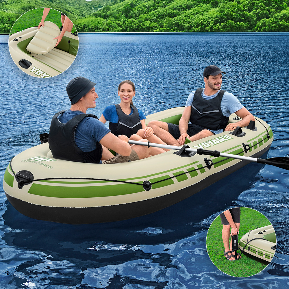 Bote Inflable Lancha Balsa Voyager X3 Con Remos 3 Personas