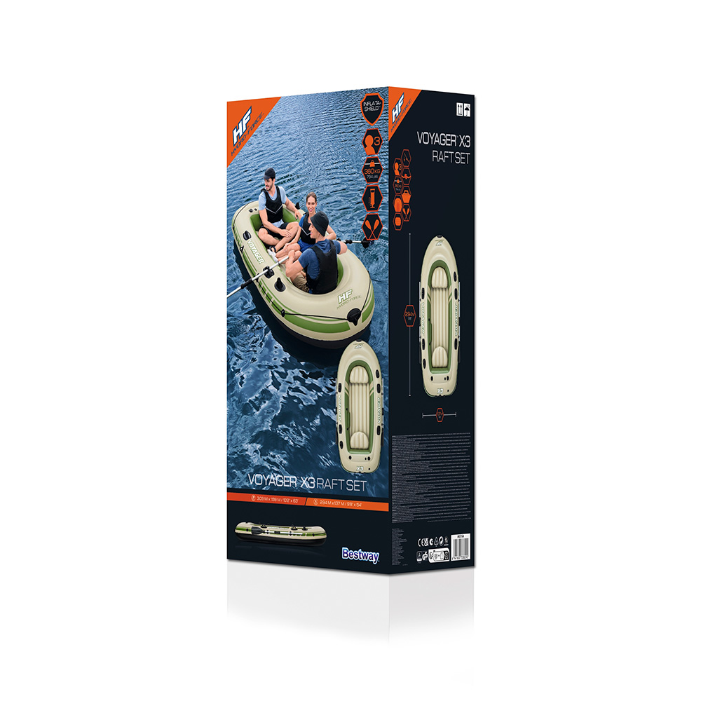 Bote Inflable Lancha Balsa Voyager X3 Con Remos 3 Personas