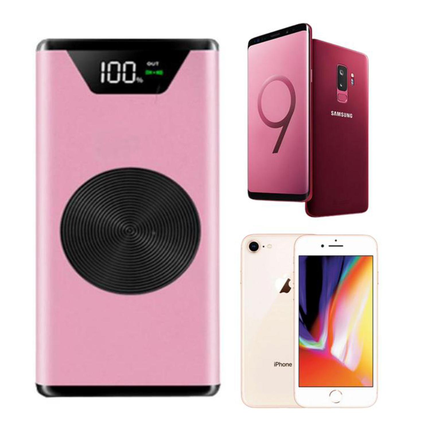 Cargador Inalámbrico Qi Vectra MXQVT-003-3 30000mA Rosa Salida Qi inalámbrica 1xUSB 3,0 1xUSB 1,0 Entrada Cable USB incluido, Qi Vectra