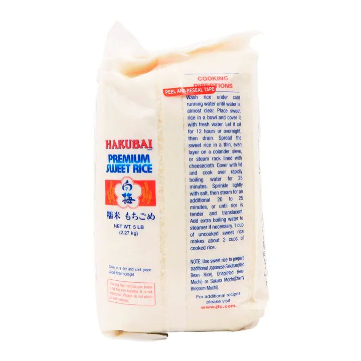 Hakubai Premium Sweet Rice 5 Lbs Arroz Mochi 2.27 Kg Arroz Dulce Mochigome Glutinoso.