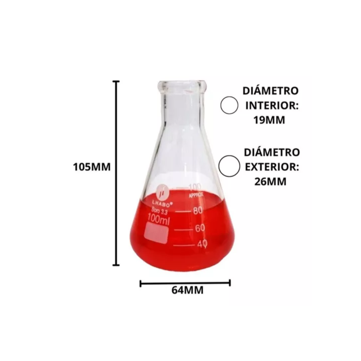 Matraz Erlenmeyer 100 Ml Vidrio Jf Lhabo