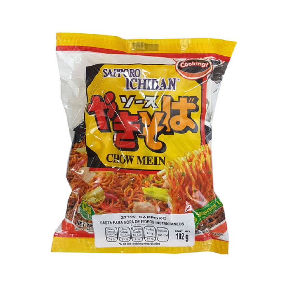Sopa instantanea Yakisoba -  Chow Mein Instantaneo - Bolsa de 102 G. 