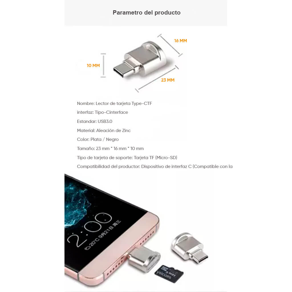 Adaptador Microsd A Usb-c Celular Tablet O Pc Servitae Otg