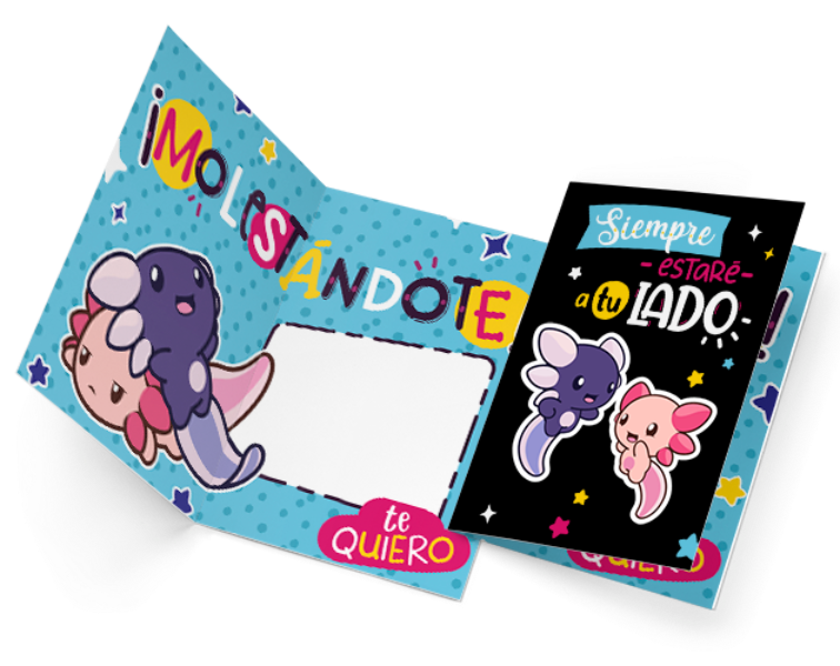 Tarjeta De Regalo Felicitación Ajolote A Tu Lado