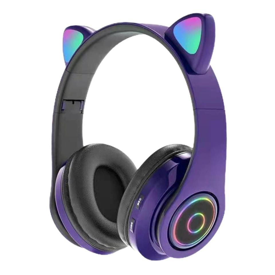 Audifonos Bluetooth luz RGB con orejas de gato