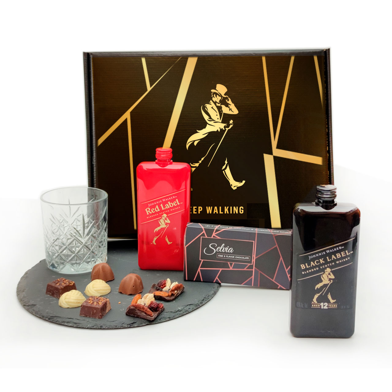 Kit de Whisky Johnnie Walker con Chocolates de Autor