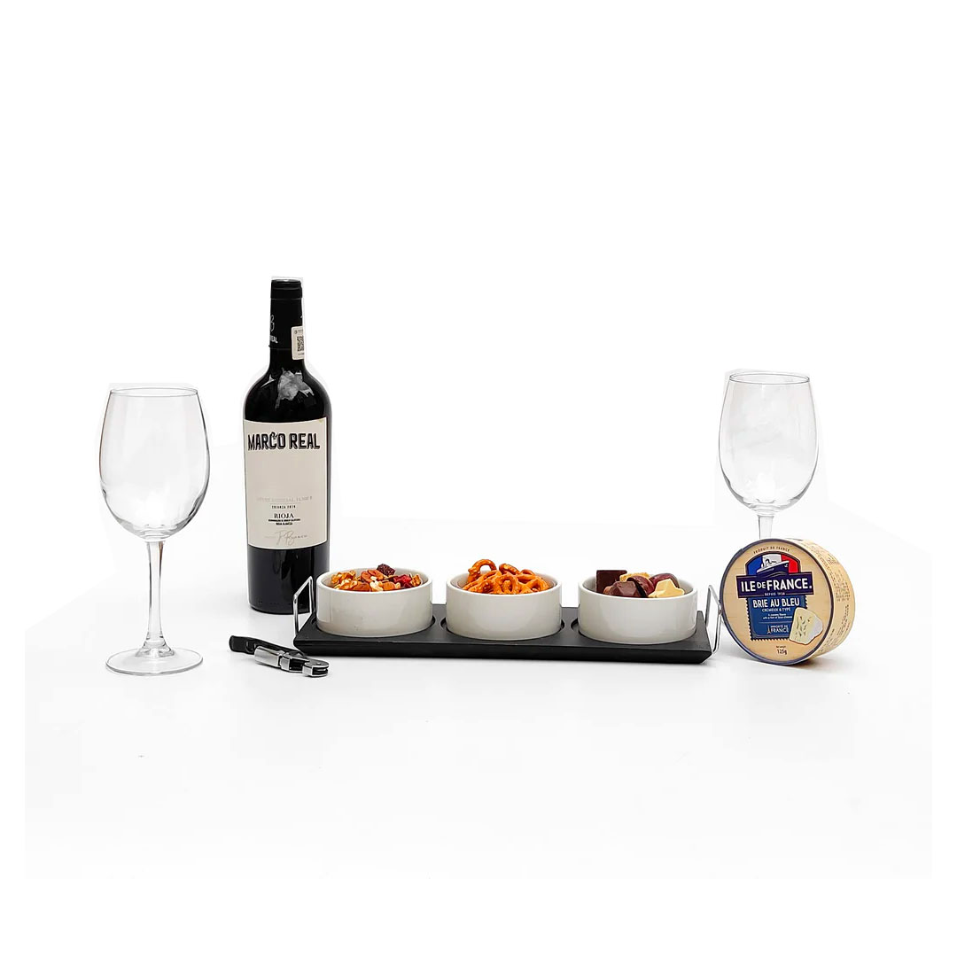 Set de Copas y Snaks con Vino Rioja Crianza