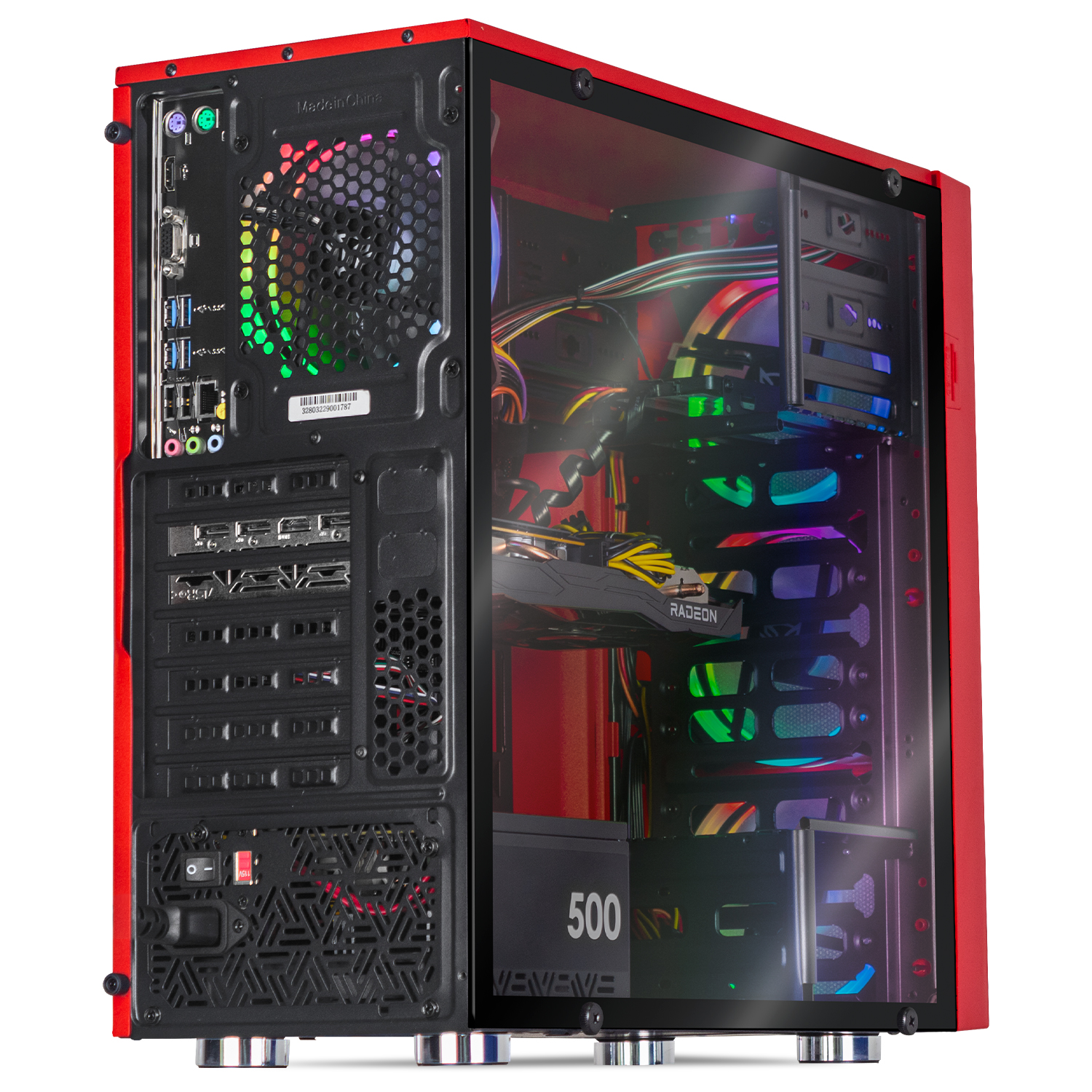 Xtreme PC Gaming AMD Radeon RX 6600 Ryzen 5 5600 16GB SSD 500GB Monitor 23.8 165Hz WIFI Red 