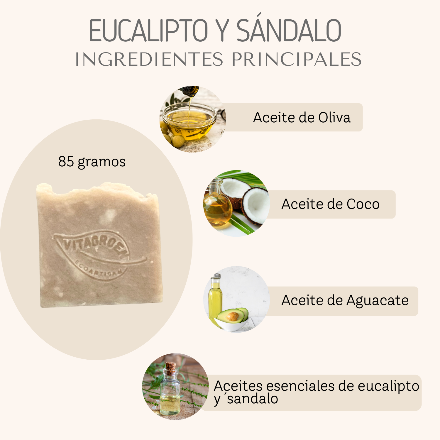 Kit 3 jabones artesanales ALMENDRAS, HIERBABUENA Y ALOE VERA. 100% Naturales, con aceites esenciales y Ecofriendly. 85gr c/uno, total 250gr