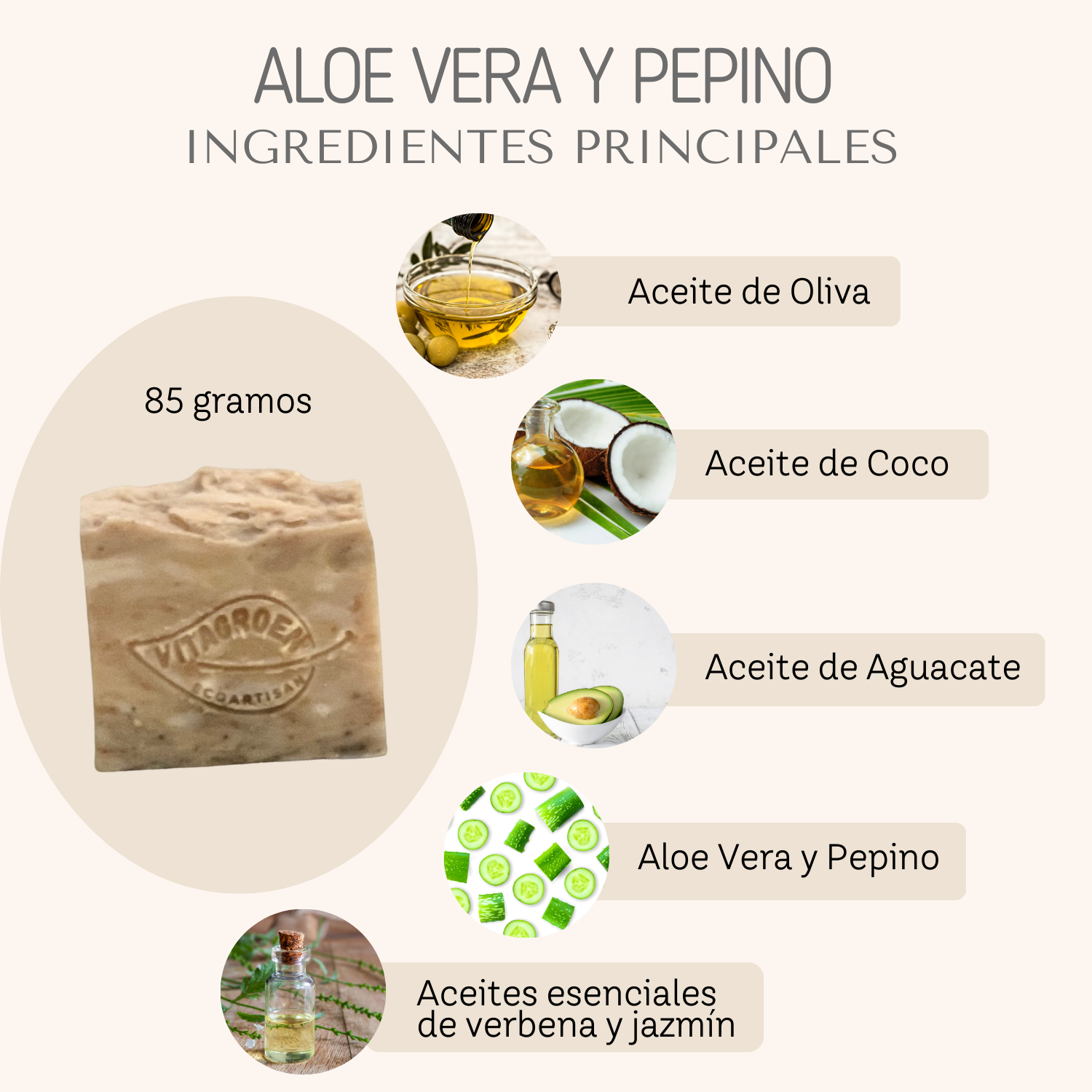 Kit 3 jabones artesanales ALMENDRAS, HIERBABUENA Y ALOE VERA. 100% Naturales, con aceites esenciales y Ecofriendly. 85gr c/uno, total 250gr