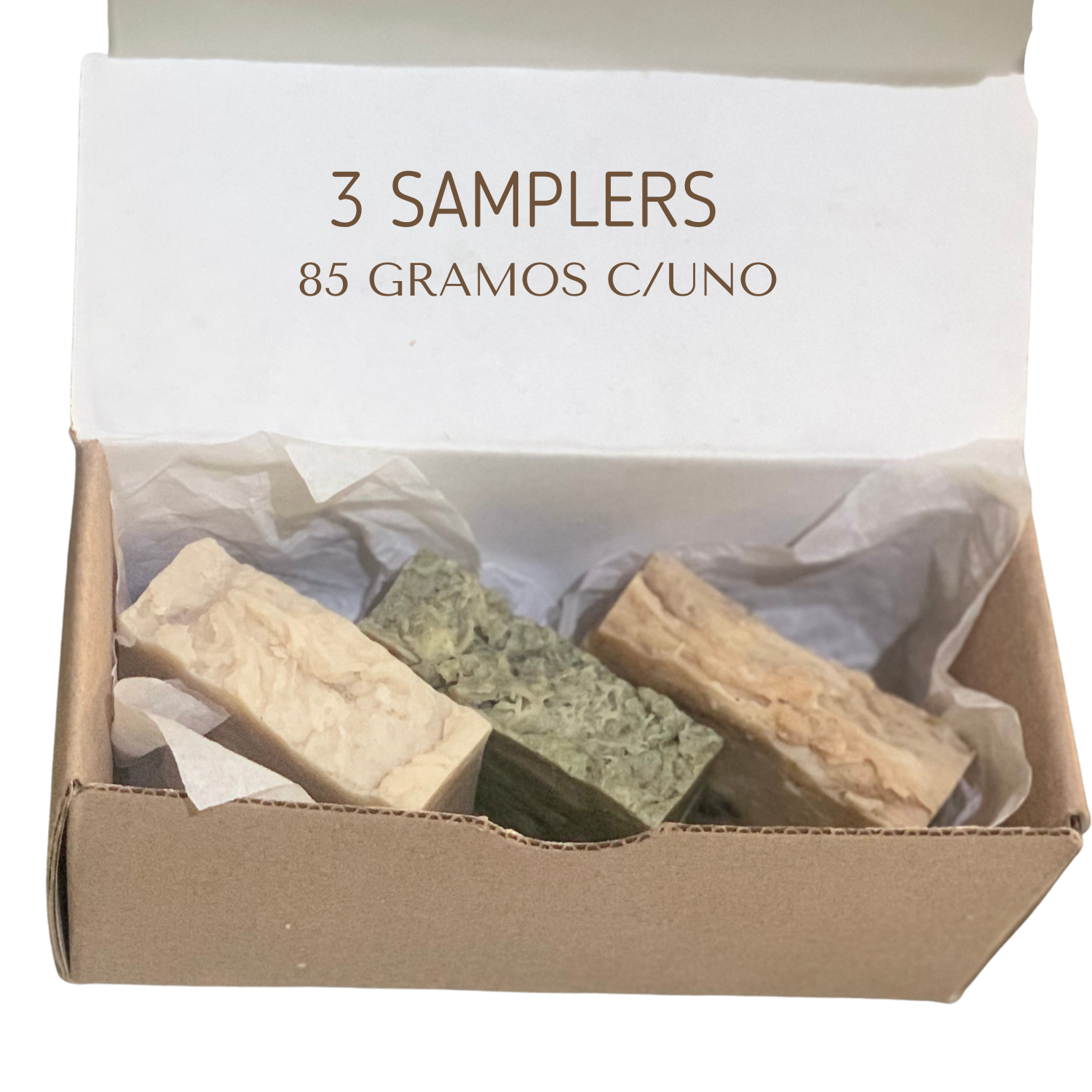 Kit 3 jabones artesanales ALMENDRAS, HIERBABUENA Y ALOE VERA. 100% Naturales, con aceites esenciales y Ecofriendly. 85gr c/uno, total 250gr