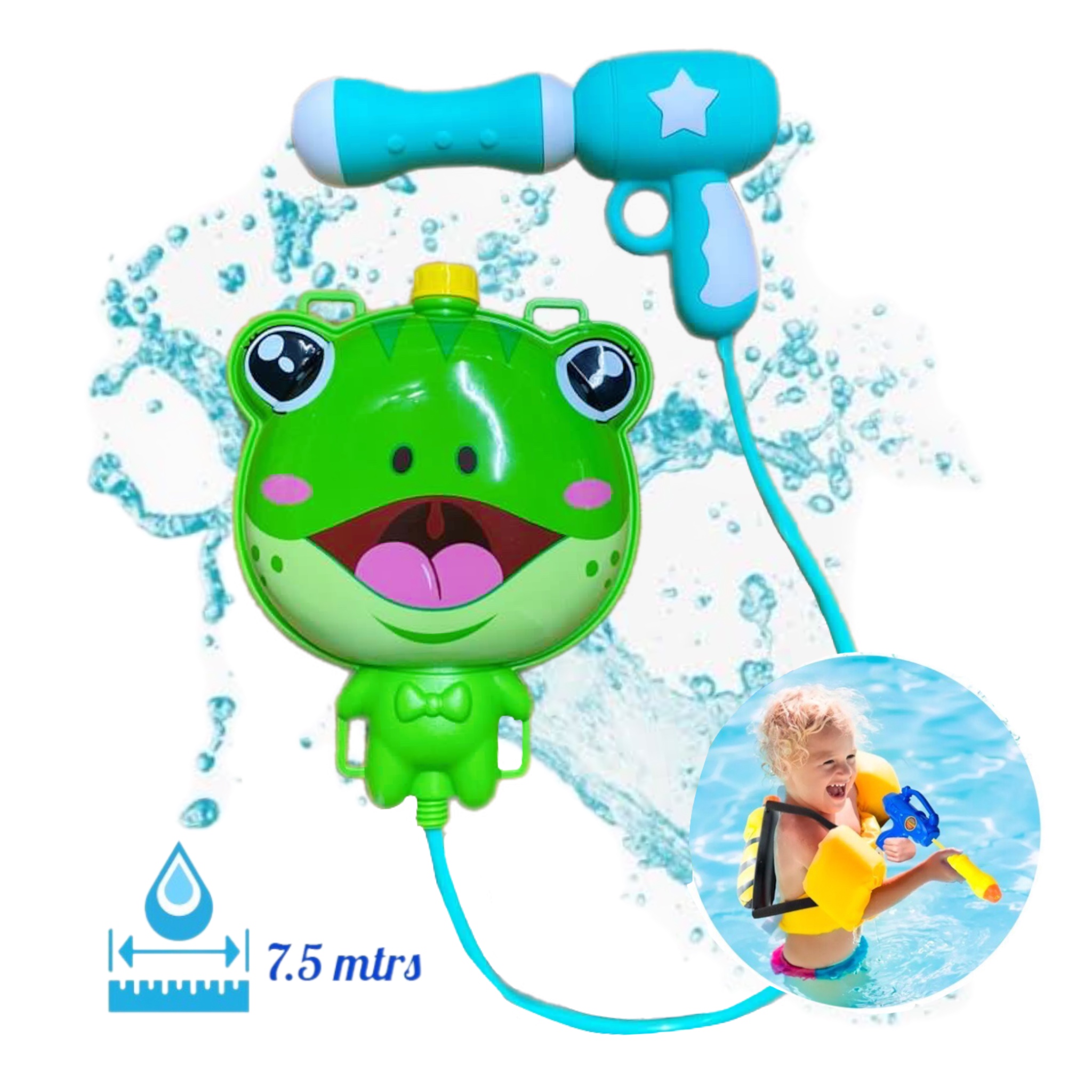Pistola De Agua Mochila Niños Juguete Rana