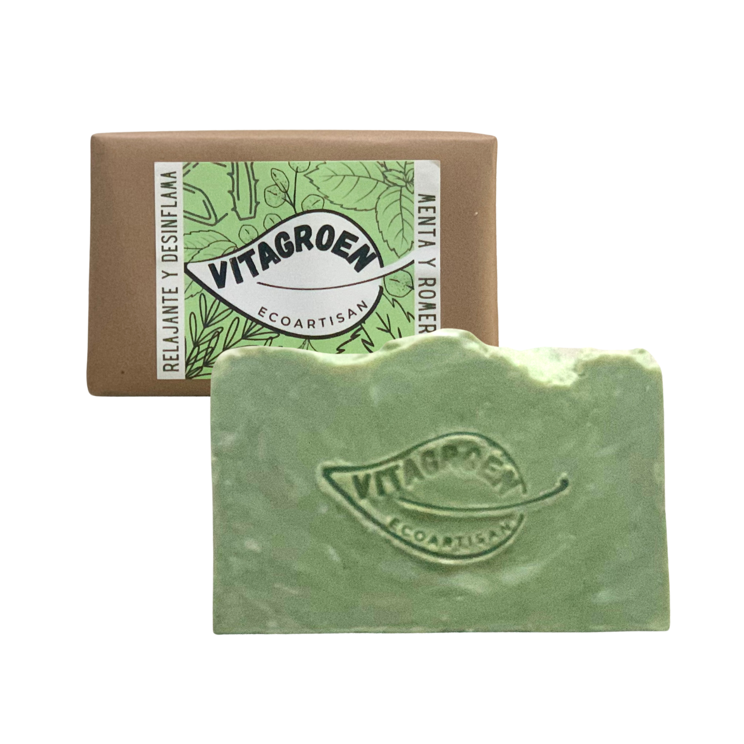 Jabón Grande relajante (250 gr) de MENTA Y ROMERO - artesanal, 100% natural y libre de tóxicos