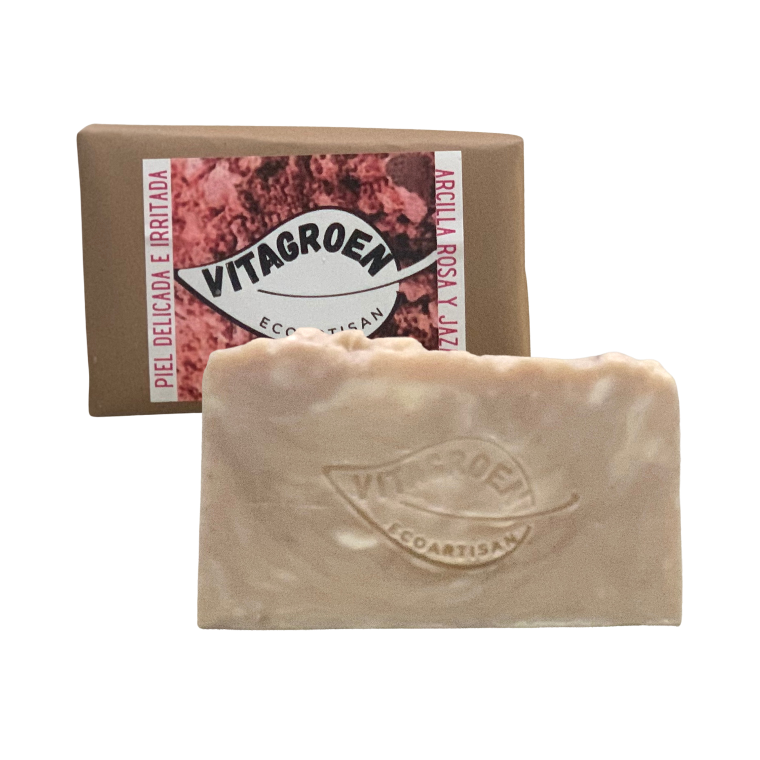 Jabón Grande piel sensible (250 gr) de ARCILLA ROSA Y JAZMÍN - artesanal, 100% natural y libre de tóxicos