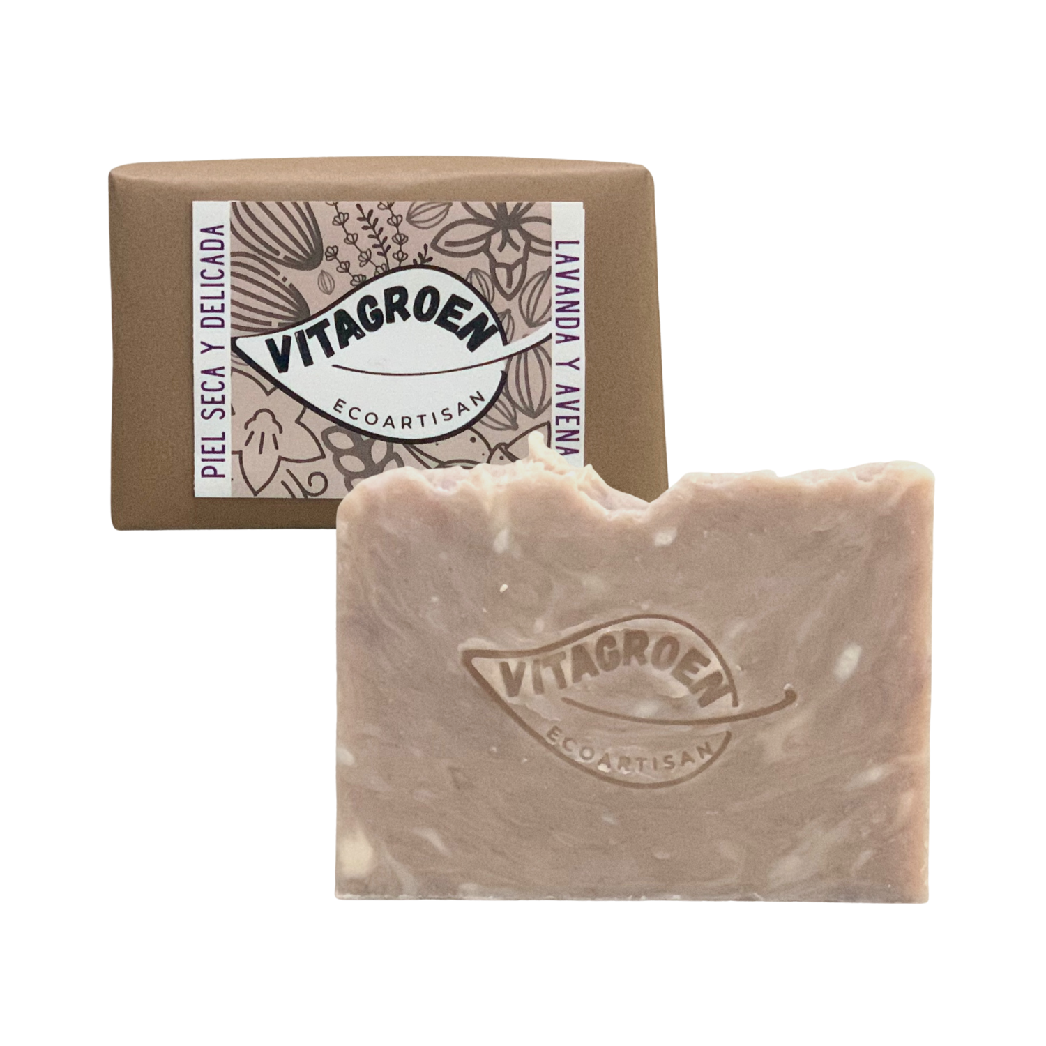Jabón Grande piel seca y delicada (250 gr) de LAVANDA Y AVENA - artesanal, 100% natural y libre de tóxicos