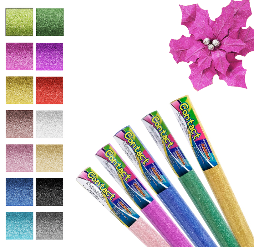Papel Contact Diamantado Glitter Adhesivo 45CM x 200CM Pvc Vinil para manualidad DIY decorado