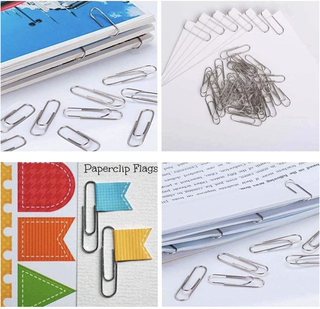 Caja de 100 Clips Metálicos Para Oficina Papeleria escuela, 28mm, Material Oficina, Clips De Papel Pequeños, No Manchan ni Arañan el Papel