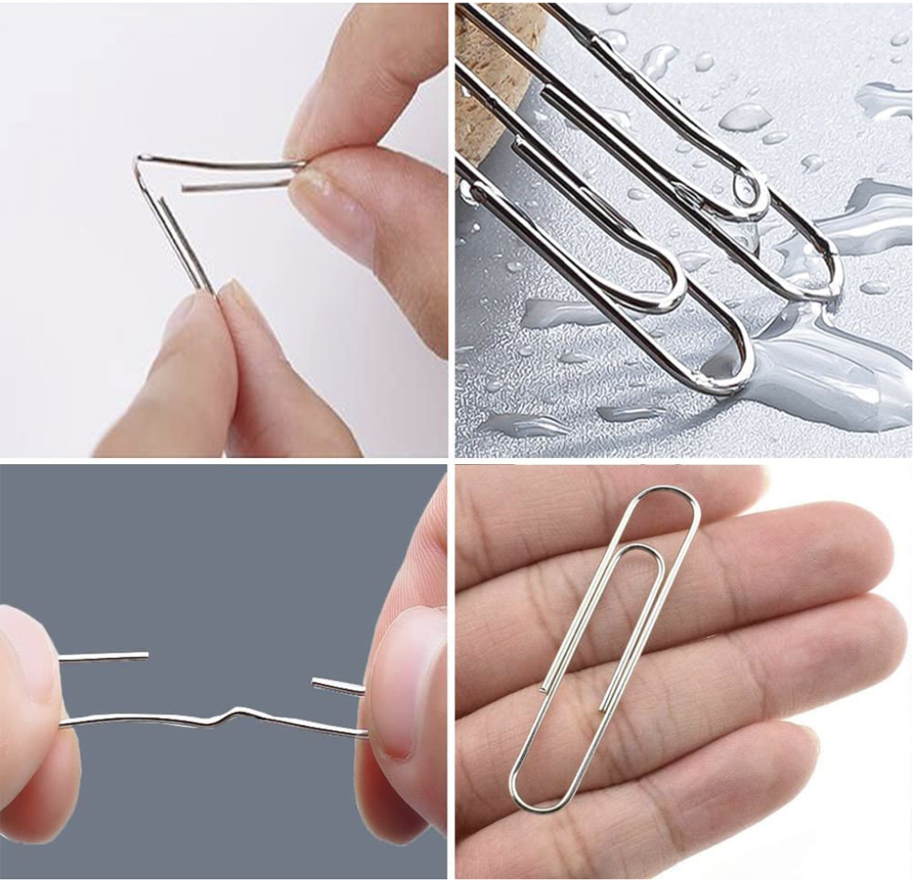 Caja de 100 Clips Metálicos Para Oficina Papeleria escuela, 28mm, Material Oficina, Clips De Papel Pequeños, No Manchan ni Arañan el Papel