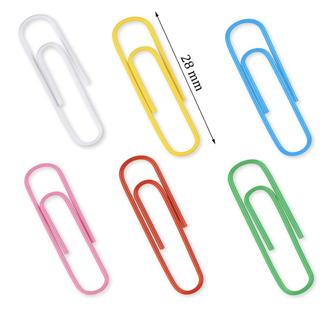Clips de pape100 unidades, recubiertos de vinilo, 28 mm, clips organizadores de documentos, colores surtidos