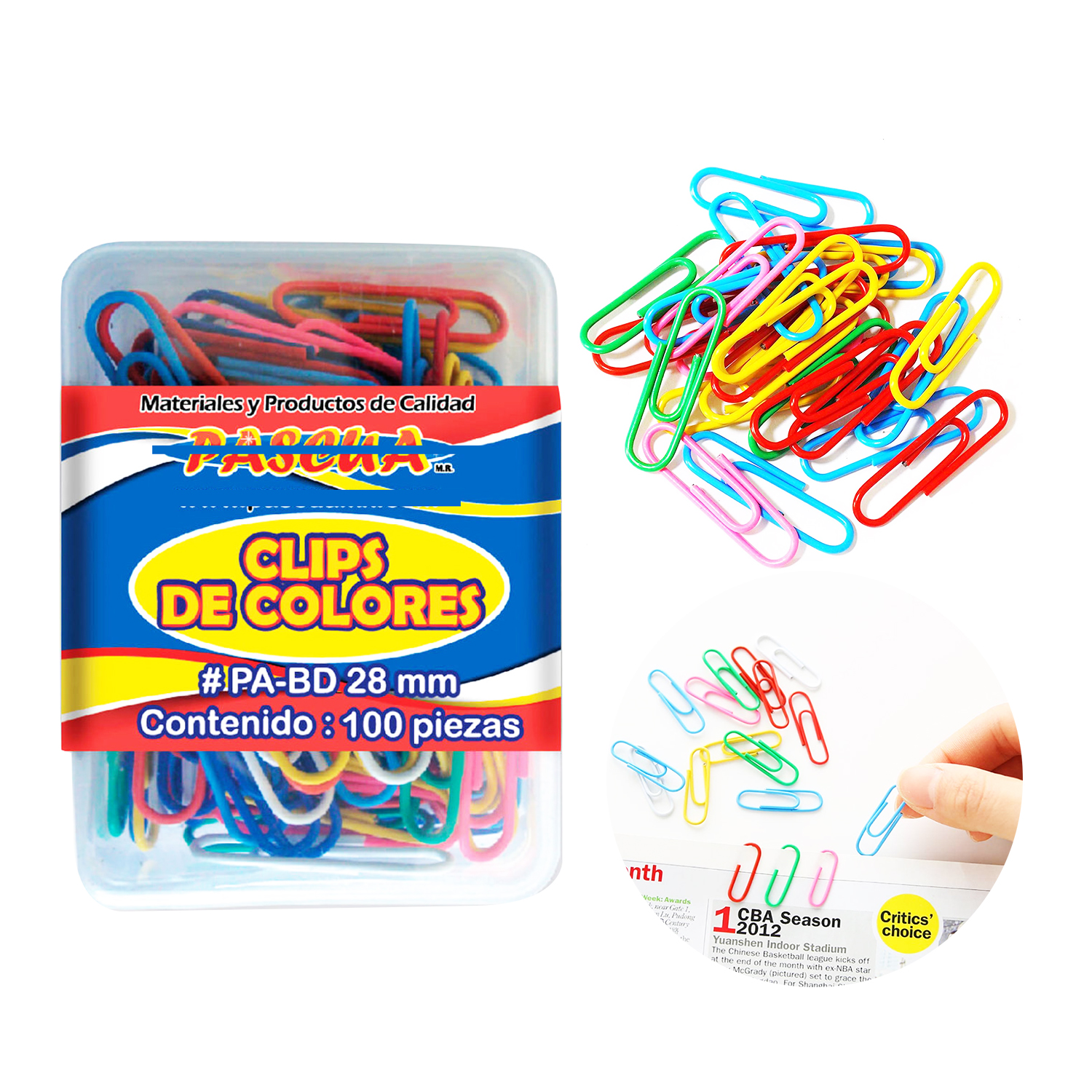 Clips de pape100 unidades, recubiertos de vinilo, 28 mm, clips organizadores de documentos, colores surtidos