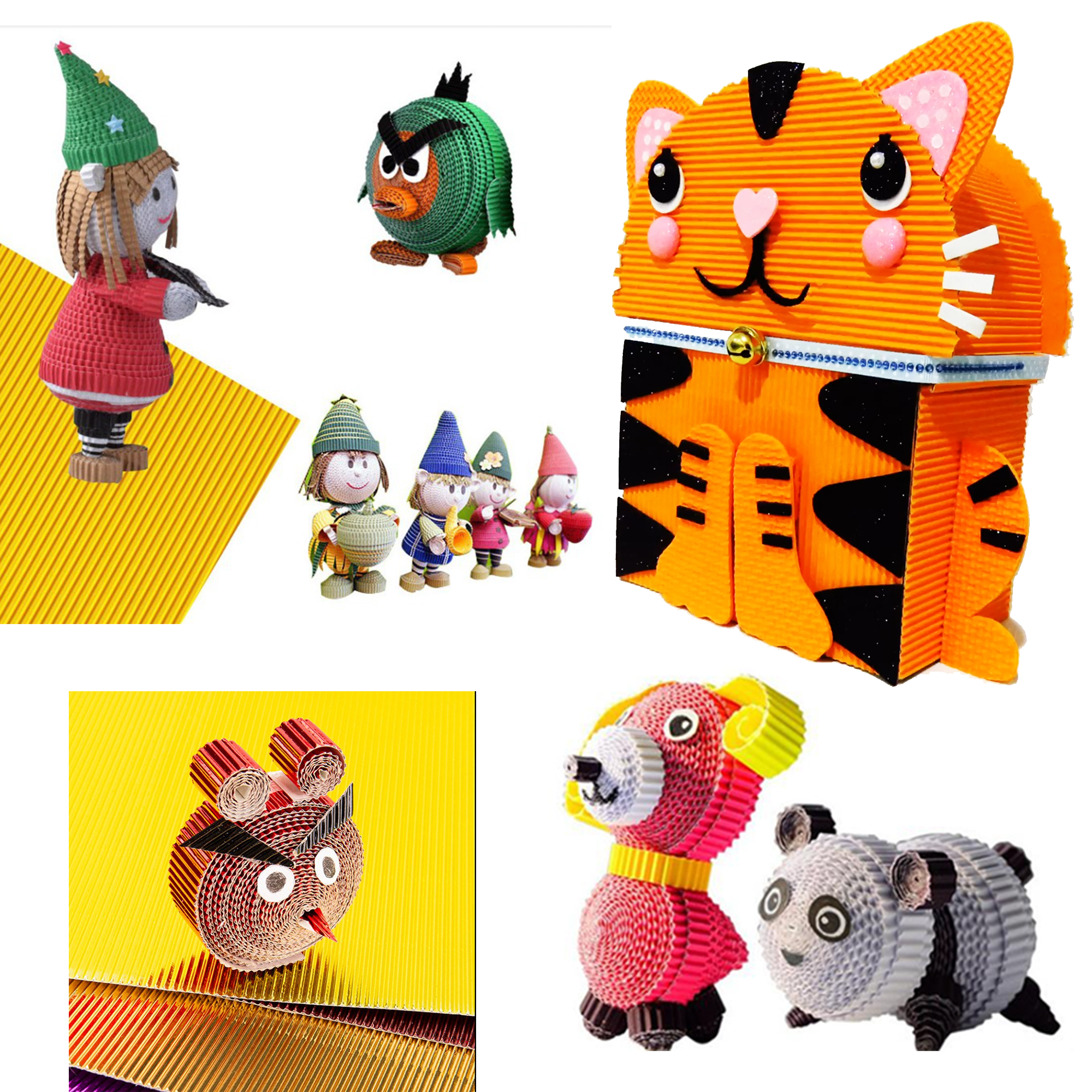 5 Hojas de papel corrugado mate liso para manualidades DIY y decorativos con Varios colores