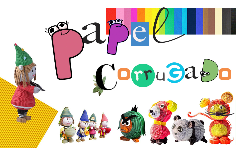 5 Hojas de papel corrugado mate liso para manualidades DIY y decorativos con Varios colores