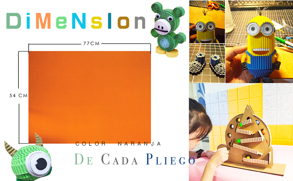 5 Hojas de papel corrugado mate liso para manualidades DIY y decorativos con Varios colores