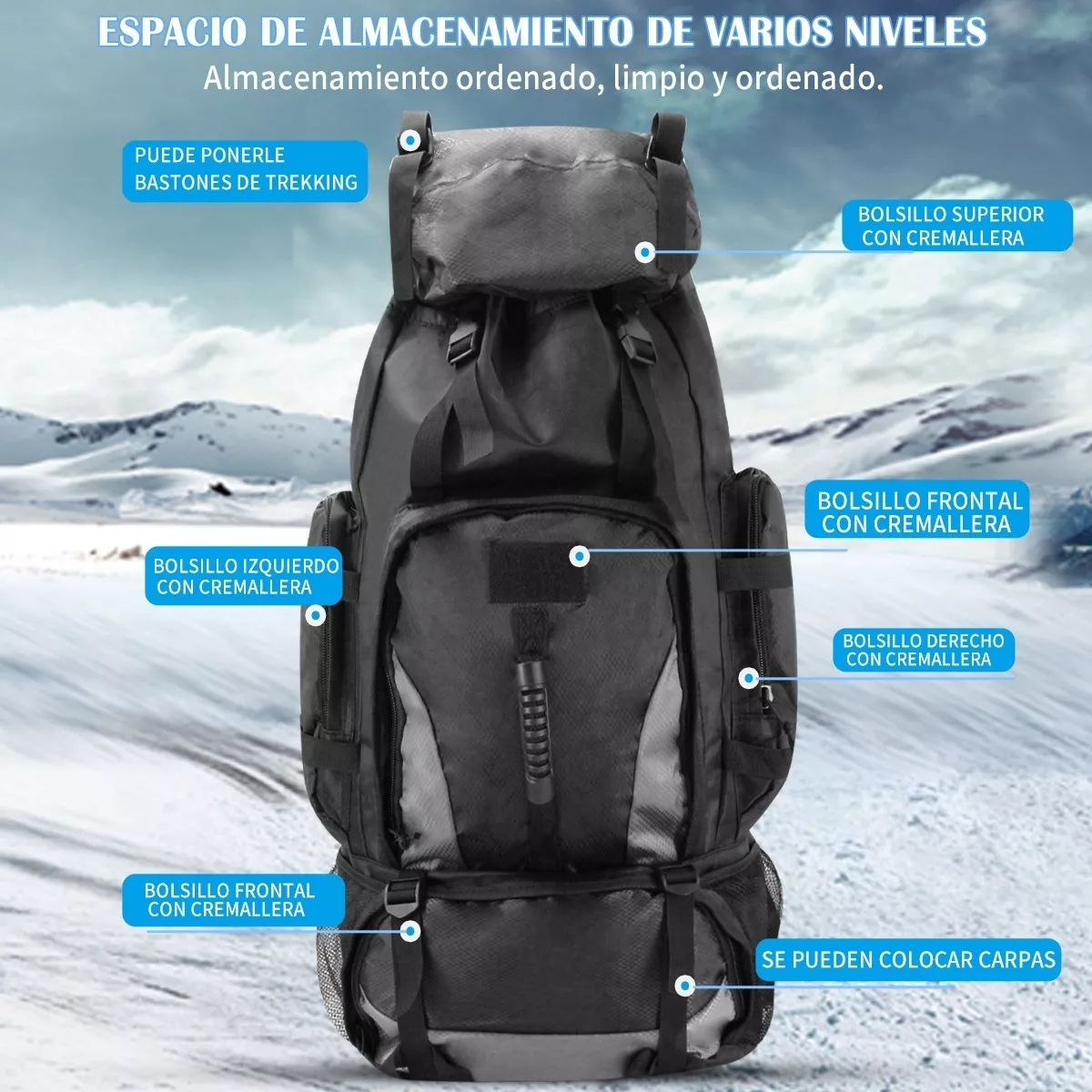 Mochila Al Aire Libre Para Senderismo Montañismo Maleta 80l